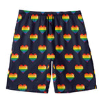 Rainbow Pixel 8-Bit LGBT Pride Heart Men's Swim Trunks