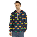 Rainbow Pixel 8-Bit LGBT Pride Heart Men's Velvet Pullover Hoodie