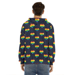 Rainbow Pixel 8-Bit LGBT Pride Heart Men's Velvet Pullover Hoodie
