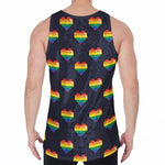 Rainbow Pixel 8-Bit LGBT Pride Heart Men's Velvet Tank Top