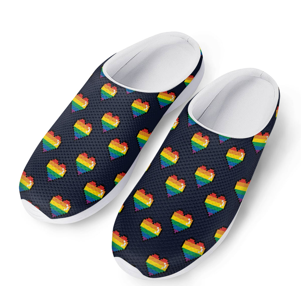 Rainbow Pixel 8-Bit LGBT Pride Heart Mesh Casual Shoes