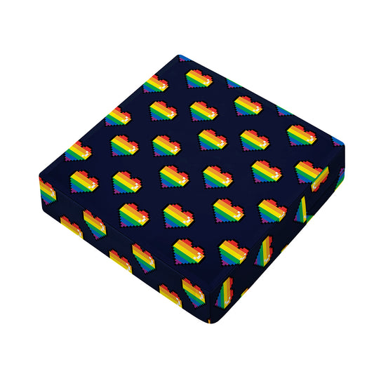 Rainbow Pixel 8-Bit LGBT Pride Heart Outdoor Seat Cushion Cover