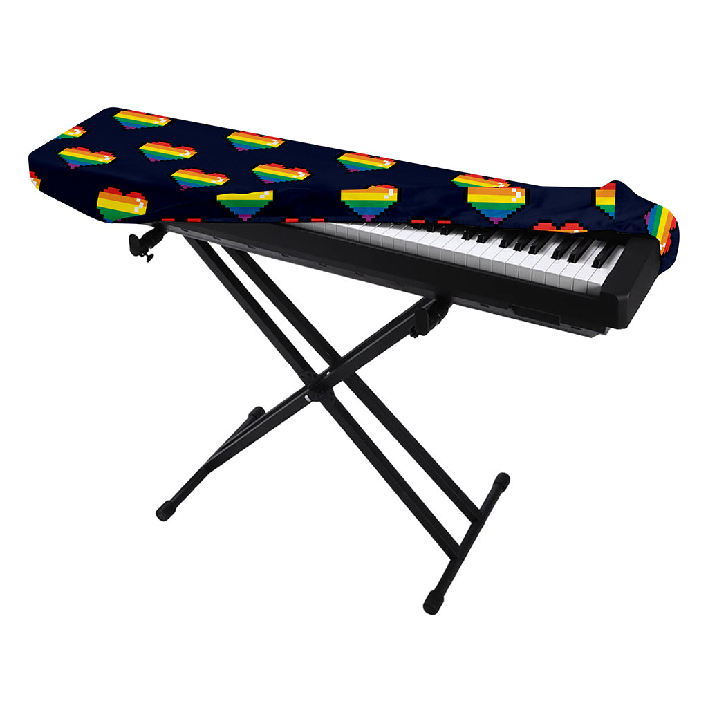 Rainbow Pixel 8-Bit LGBT Pride Heart Piano Keyboard Cover