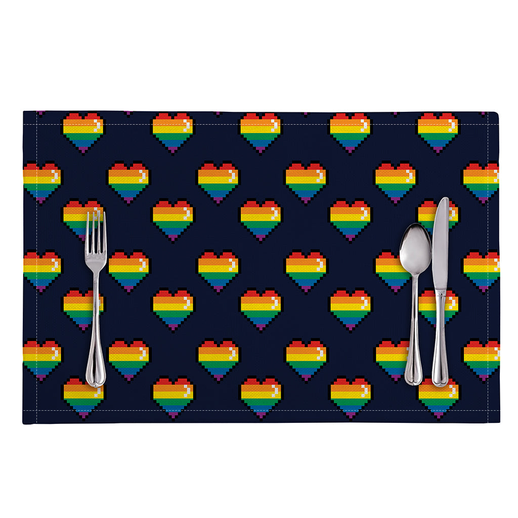 Rainbow Pixel 8-Bit LGBT Pride Heart Placemat