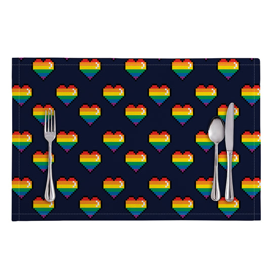 Rainbow Pixel 8-Bit LGBT Pride Heart Placemat