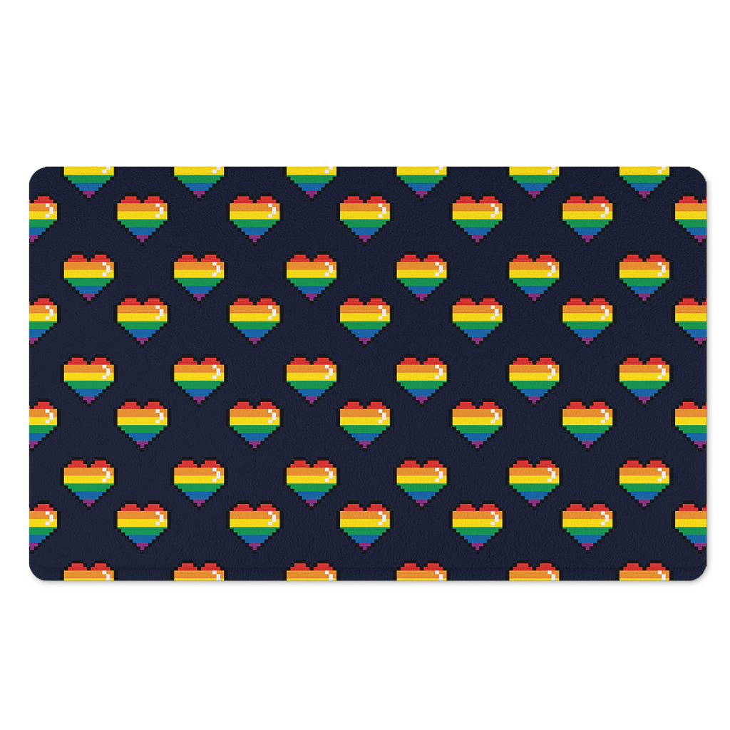 Rainbow Pixel 8-Bit LGBT Pride Heart Polyester Doormat