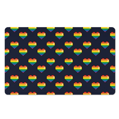 Rainbow Pixel 8-Bit LGBT Pride Heart Polyester Doormat