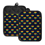 Rainbow Pixel 8-Bit LGBT Pride Heart Pot Holders With Pocket