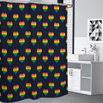 Rainbow Pixel 8-Bit LGBT Pride Heart Premium Shower Curtain