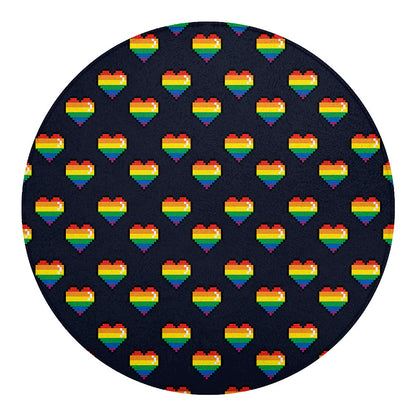 Rainbow Pixel 8-Bit LGBT Pride Heart Round Blanket