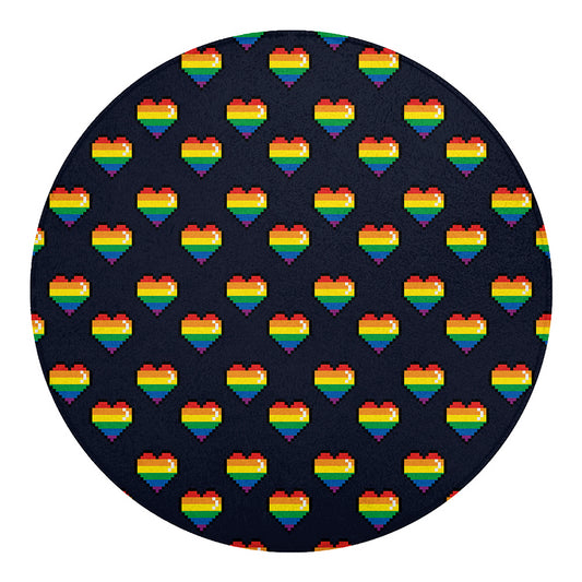 Rainbow Pixel 8-Bit LGBT Pride Heart Round Blanket