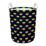 Rainbow Pixel 8-Bit LGBT Pride Heart Round Laundry Basket