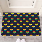 Rainbow Pixel 8-Bit LGBT Pride Heart Rubber Doormat