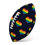 Rainbow Pixel 8-Bit LGBT Pride Heart Rugby Ball