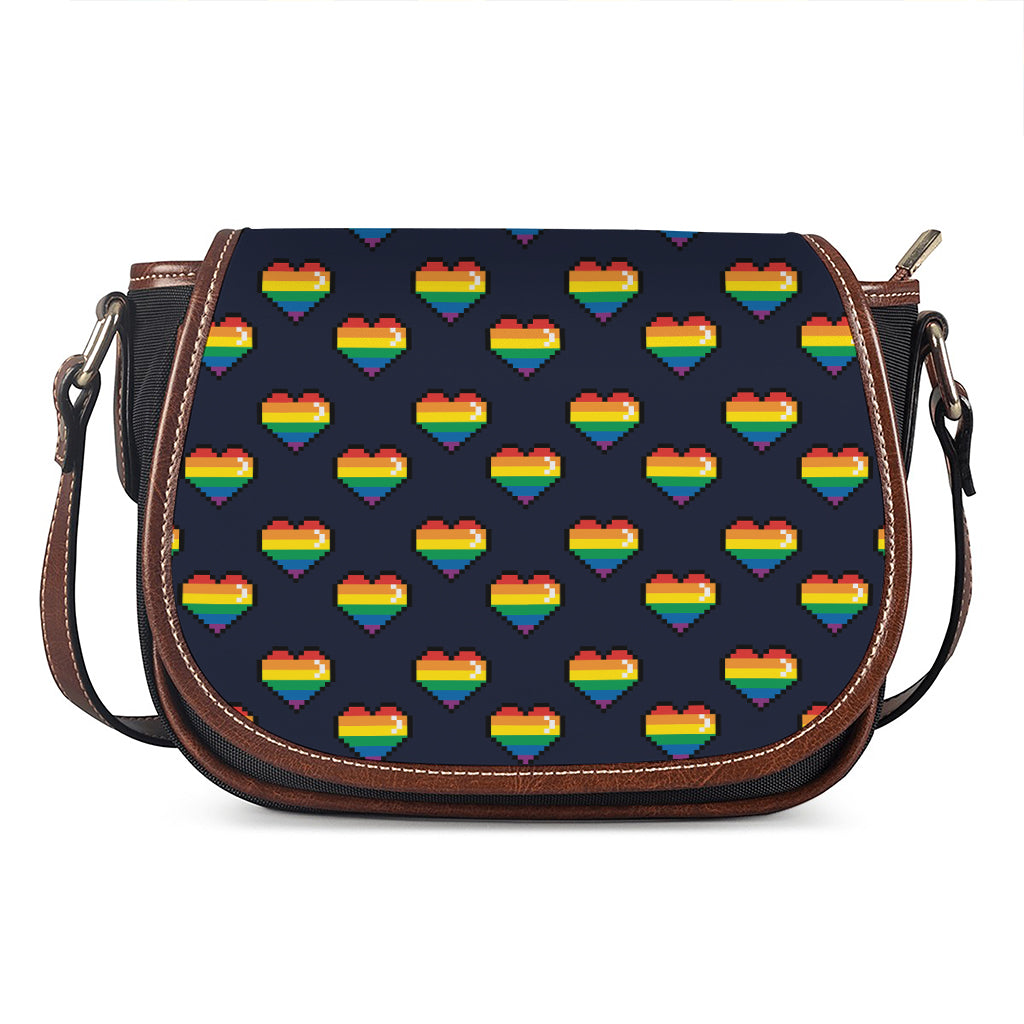 Rainbow Pixel 8-Bit LGBT Pride Heart Saddle Bag