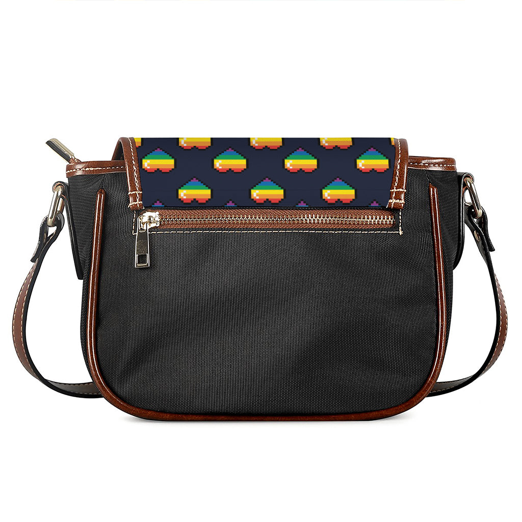 Rainbow Pixel 8-Bit LGBT Pride Heart Saddle Bag