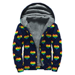Rainbow Pixel 8-Bit LGBT Pride Heart Sherpa Lined Zip Up Hoodie