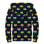 Rainbow Pixel 8-Bit LGBT Pride Heart Sherpa Lined Zip Up Hoodie