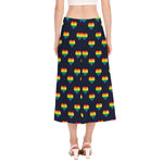 Rainbow Pixel 8-Bit LGBT Pride Heart Side Slit Midi Skirt