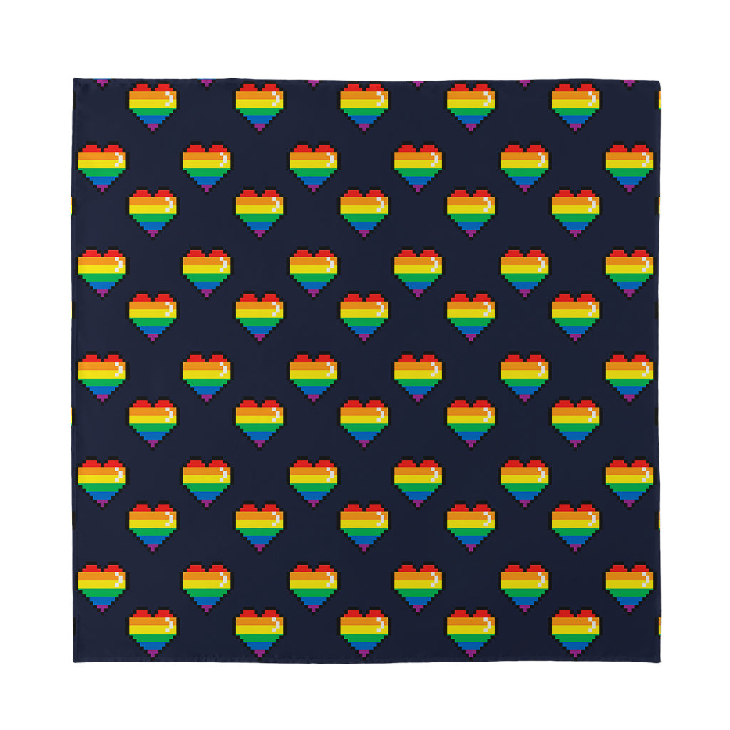 Rainbow Pixel 8-Bit LGBT Pride Heart Silk Bandana