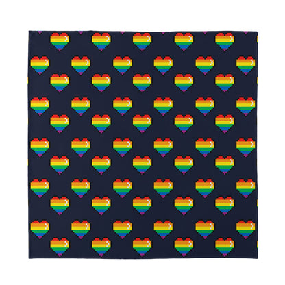 Rainbow Pixel 8-Bit LGBT Pride Heart Silk Bandana