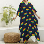 Rainbow Pixel 8-Bit LGBT Pride Heart Silk V-Neck Kaftan Dress