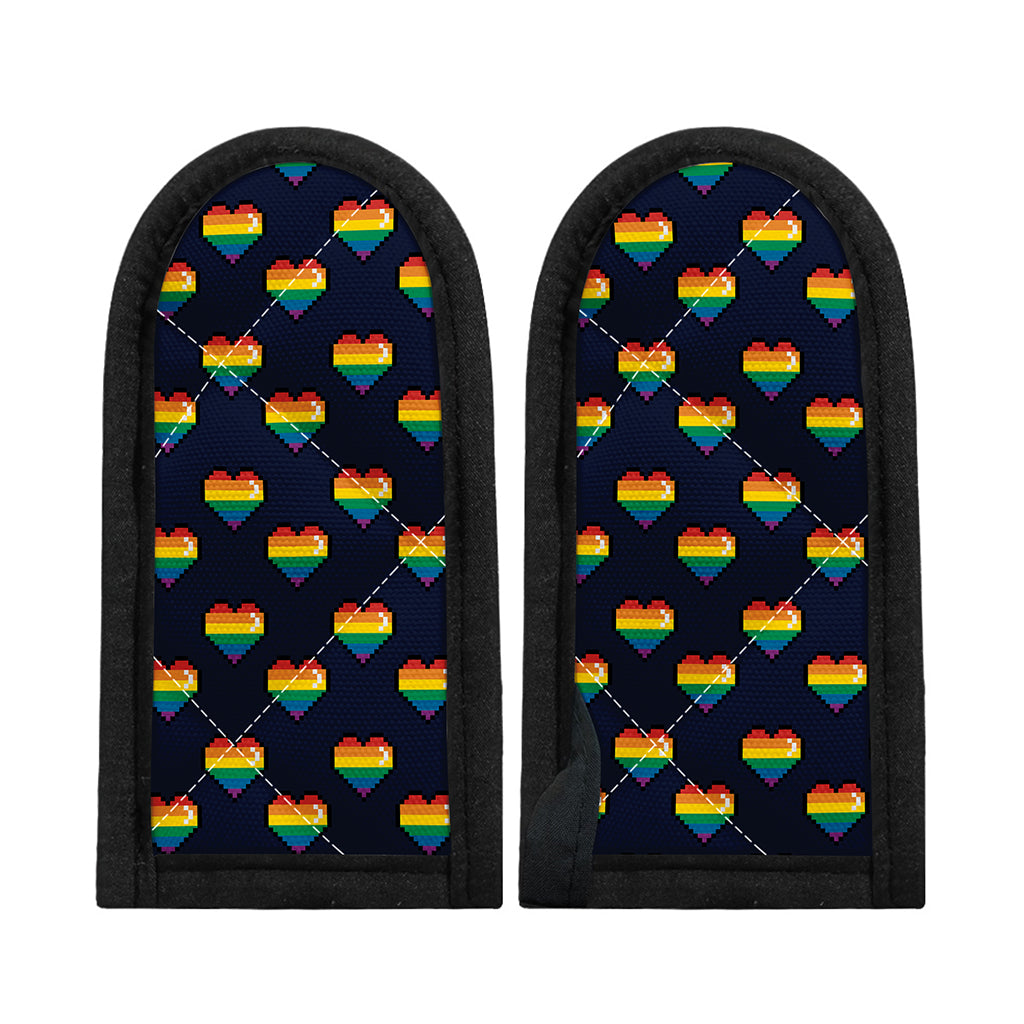 Rainbow Pixel 8-Bit LGBT Pride Heart Skillet Handle Cover