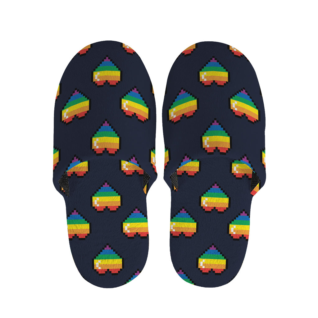 Rainbow Pixel 8-Bit LGBT Pride Heart Slippers