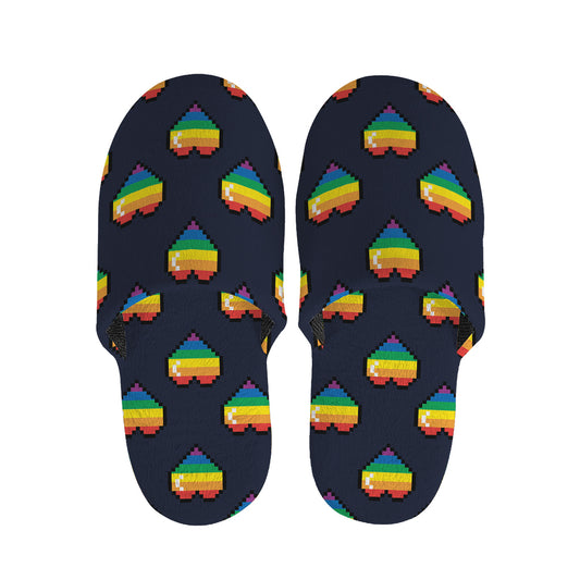 Rainbow Pixel 8-Bit LGBT Pride Heart Slippers