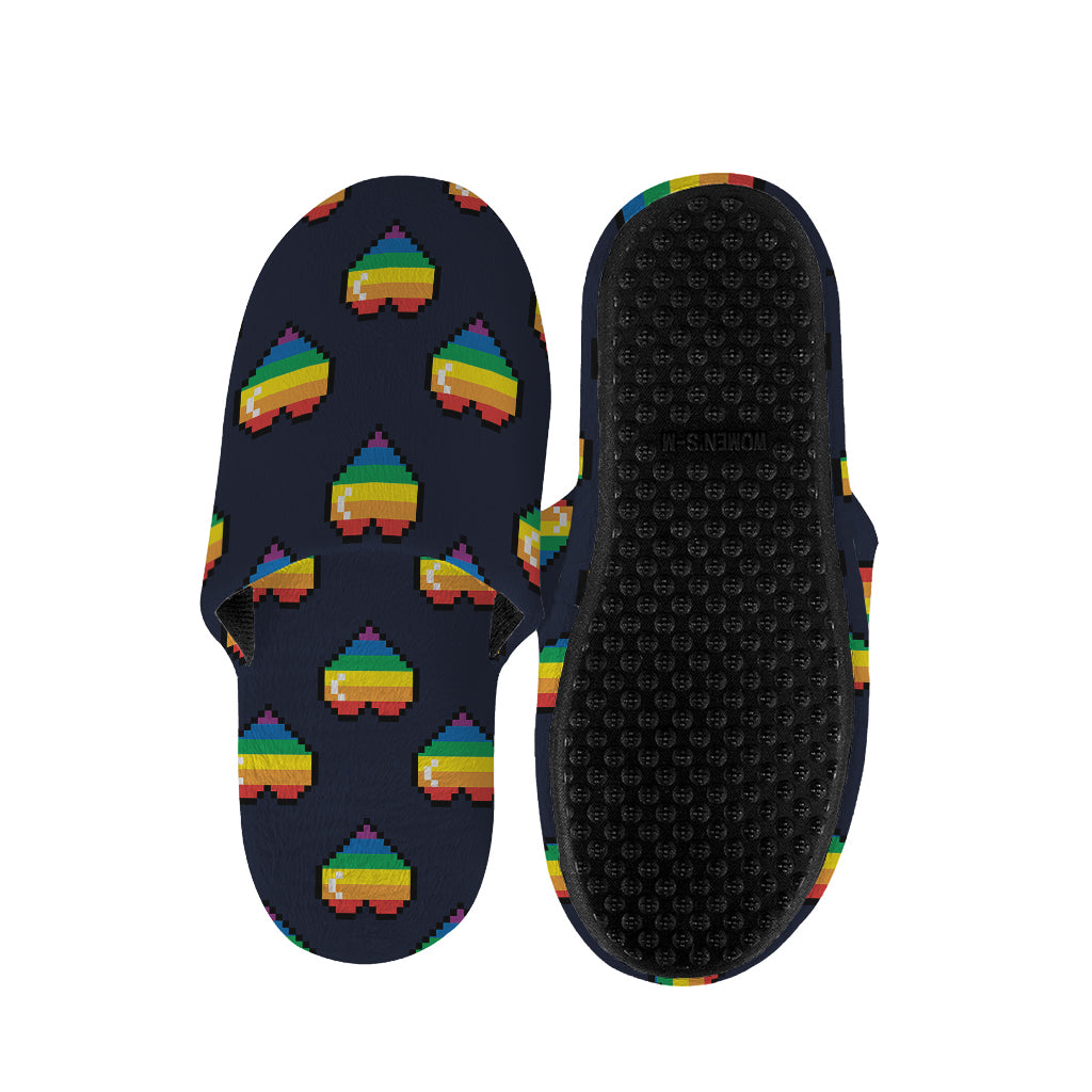 Rainbow Pixel 8-Bit LGBT Pride Heart Slippers