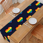 Rainbow Pixel 8-Bit LGBT Pride Heart Table Runner