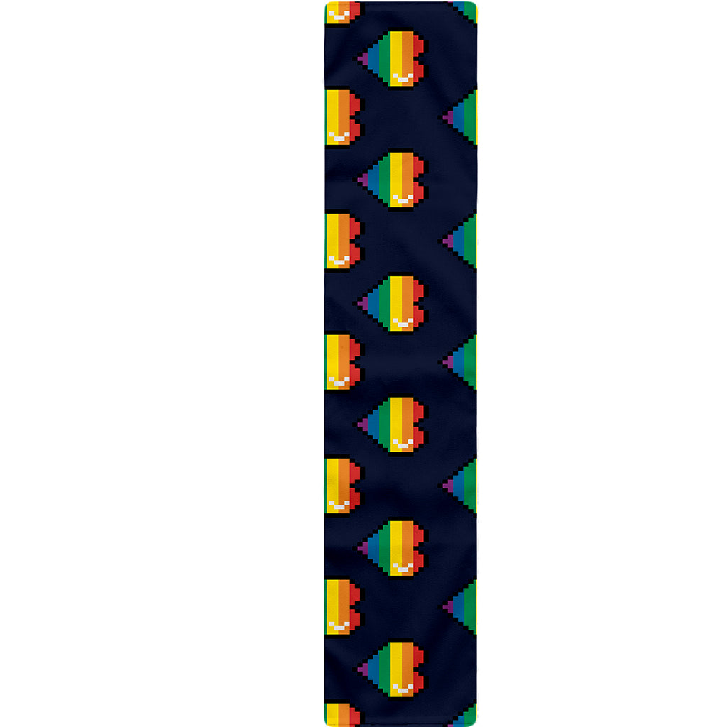 Rainbow Pixel 8-Bit LGBT Pride Heart Table Runner