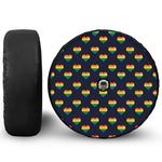 Rainbow Pixel 8-Bit LGBT Pride Heart Tire Cover With Camera Hole