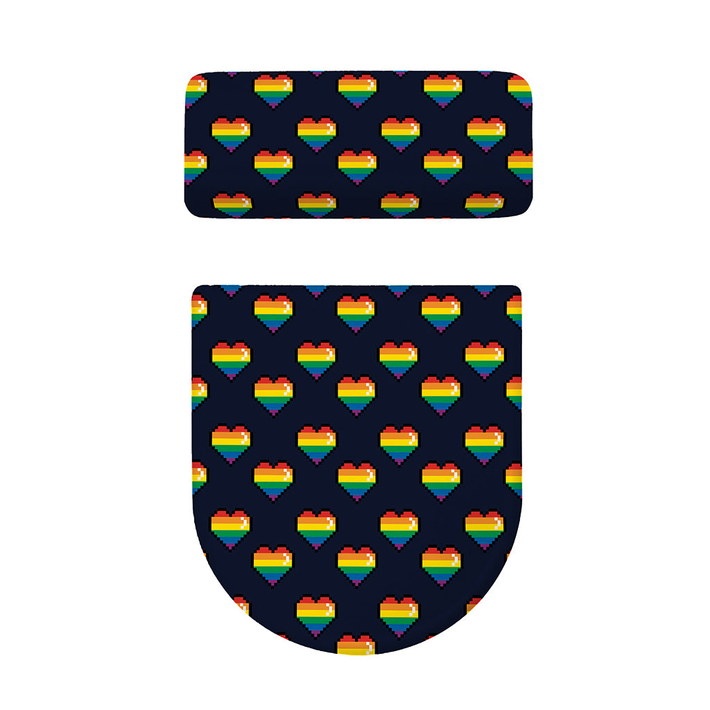 Rainbow Pixel 8-Bit LGBT Pride Heart Toilet Lid And Tank Cover Set
