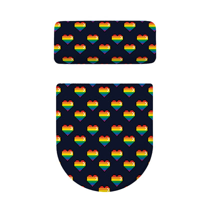 Rainbow Pixel 8-Bit LGBT Pride Heart Toilet Lid And Tank Cover Set