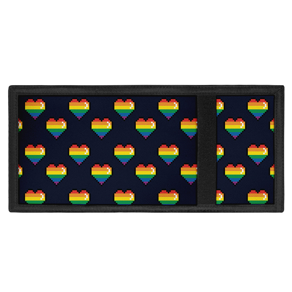 Rainbow Pixel 8-Bit LGBT Pride Heart Trifold Wallet