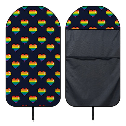 Rainbow Pixel 8-Bit LGBT Pride Heart Waterproof Car Seat Cover