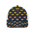 Rainbow Pixel 8-Bit LGBT Pride Heart White Mesh Trucker Hat