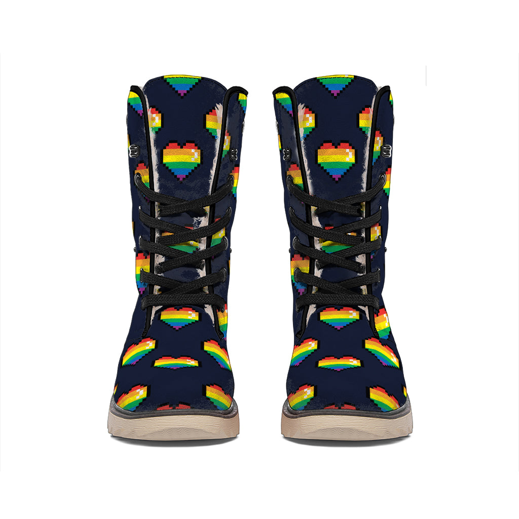 Rainbow Pixel 8-Bit LGBT Pride Heart Winter Boots