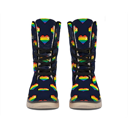 Rainbow Pixel 8-Bit LGBT Pride Heart Winter Boots