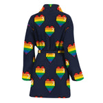 Rainbow Pixel 8-Bit LGBT Pride Heart Women's Bathrobe