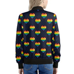 Rainbow Pixel 8-Bit LGBT Pride Heart Women's Bomber Jacket