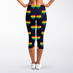 Rainbow Pixel 8-Bit LGBT Pride Heart Women's Capri Leggings