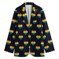 Rainbow Pixel 8-Bit LGBT Pride Heart Women's Cotton Blazer