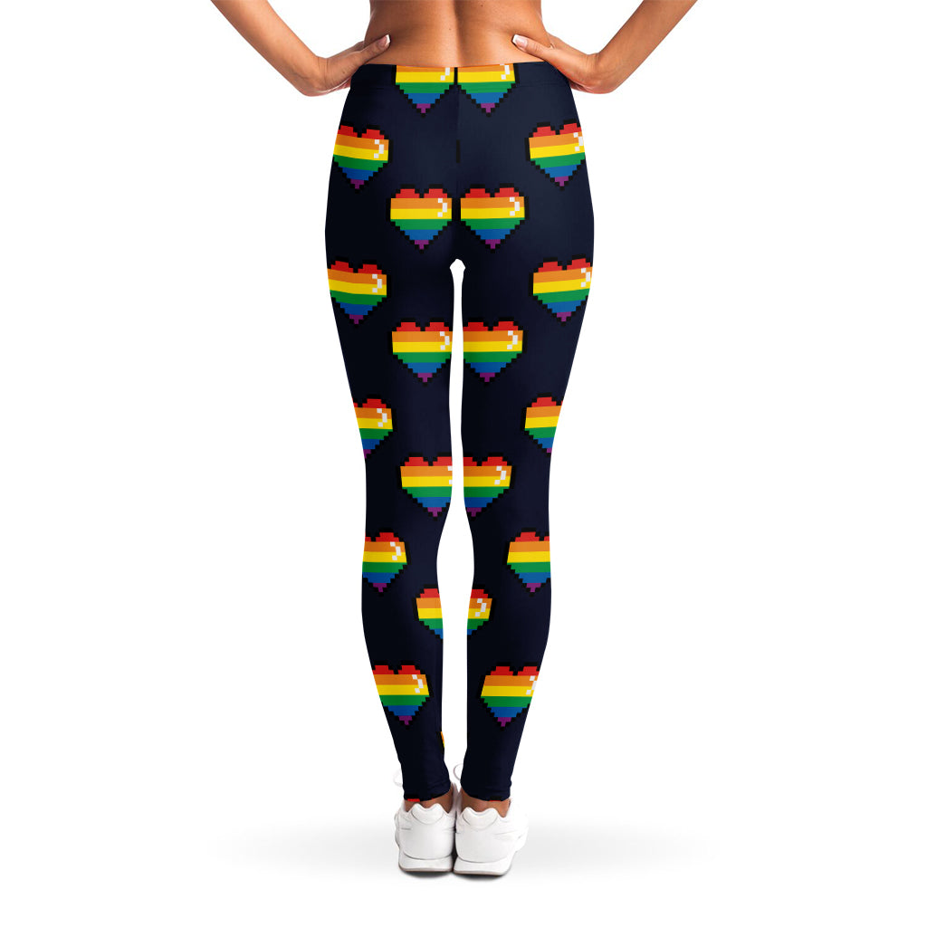 Rainbow Pixel 8-Bit LGBT Pride Heart Women's Leggings