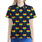 Rainbow Pixel 8-Bit LGBT Pride Heart Women's Polo Shirt