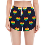 Rainbow Pixel 8-Bit LGBT Pride Heart Women's Split Running Shorts