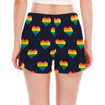 Rainbow Pixel 8-Bit LGBT Pride Heart Women's Split Running Shorts
