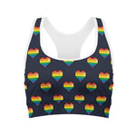 Rainbow Pixel 8-Bit LGBT Pride Heart Women's Sports Bra