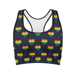 Rainbow Pixel 8-Bit LGBT Pride Heart Women's Sports Bra